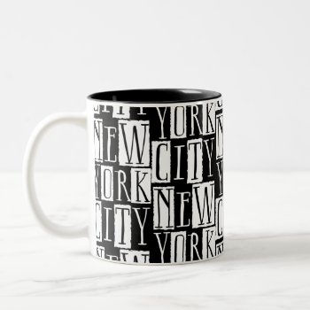 New York City Manhattan Black And White Deco Chic Two-tone Coffee Mug by AntiqueImages at Zazzle