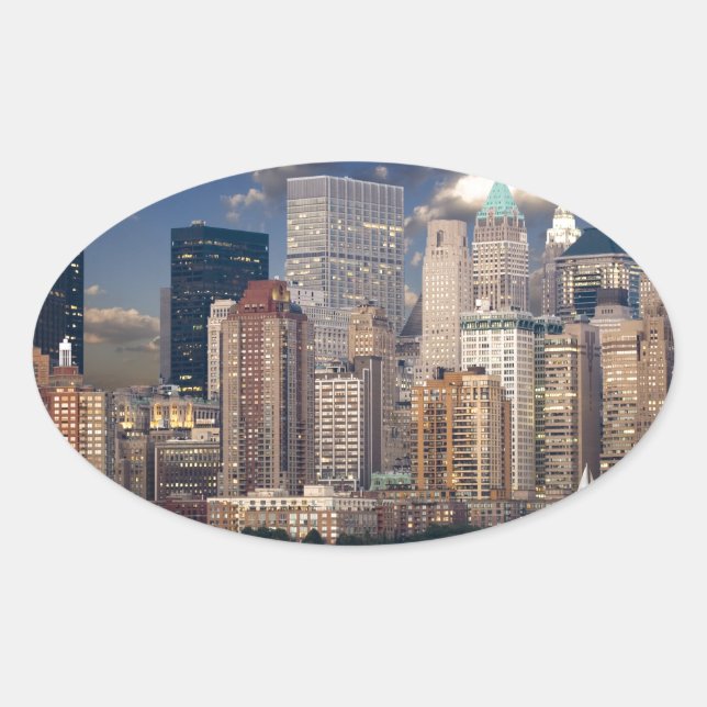 New York City Manhattan Oval Sticker (Front)