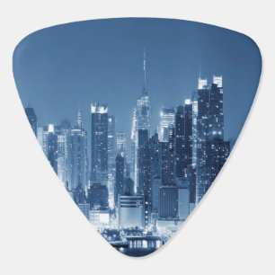 New-York City Manhattan Panoramic Night Skyline Guitar Pick