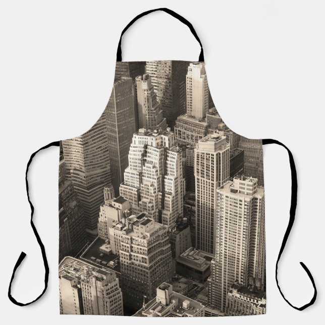 New York City Manhattan skyline aerial view black  Apron (Front)