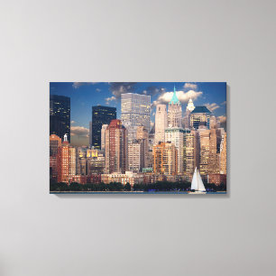 New York City Manhattan Skyline at Night Wall Art
