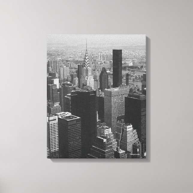 New York City, Manhattan Skyline B/W Photography Canvas Print (Front)