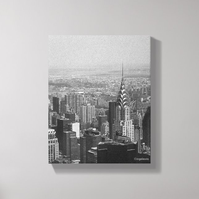 New York City, Manhattan Skyline B/W Photography Canvas Print (Front)
