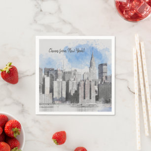 New York City Manhattan Skyline Cheers from NYC Napkins
