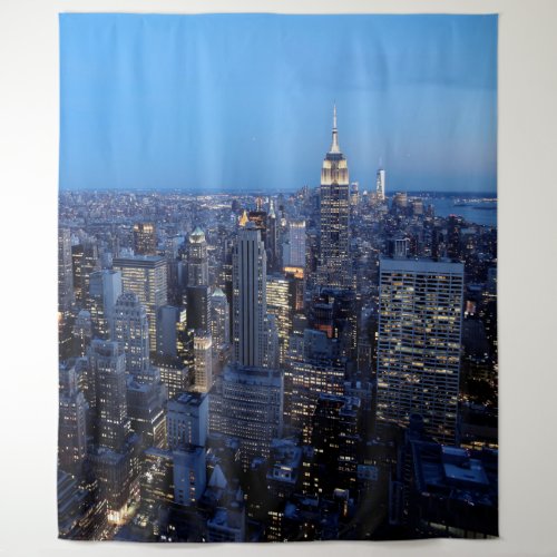 New York City Manhattan Skyline Mural  Wall Tapestry