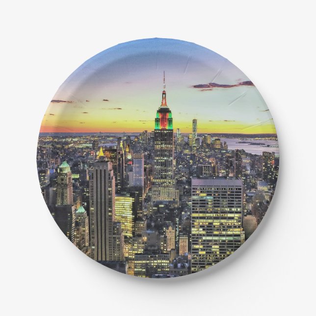 New York City Manhattan Skyline Paper Plates (Front)