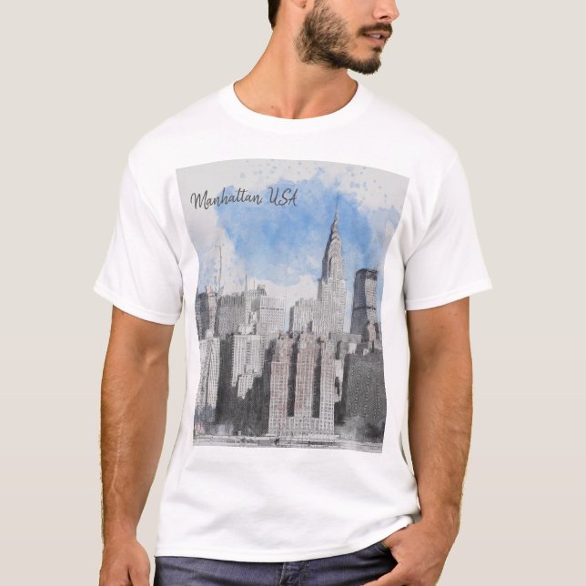 New York City Manhattan Skyline T-Shirt • NYC Tee (Front)