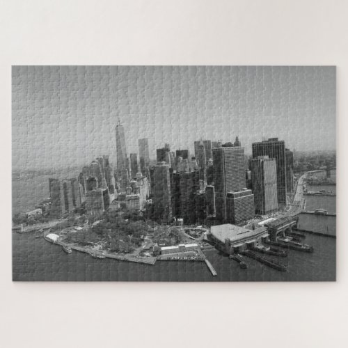 New York City Manhattan Skyscrappers Black White Jigsaw Puzzle