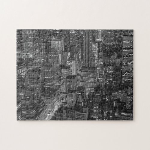 New York City Manhattan Skyscrappers Black White Jigsaw Puzzle