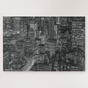 New York City Manhattan Skyscrappers Black White Jigsaw Puzzle