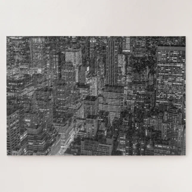 New York City Manhattan Skyscrappers Black White Jigsaw Puzzle | Zazzle