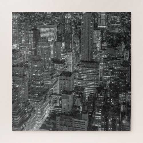 New York City Manhattan Skyscrappers Black White Jigsaw Puzzle