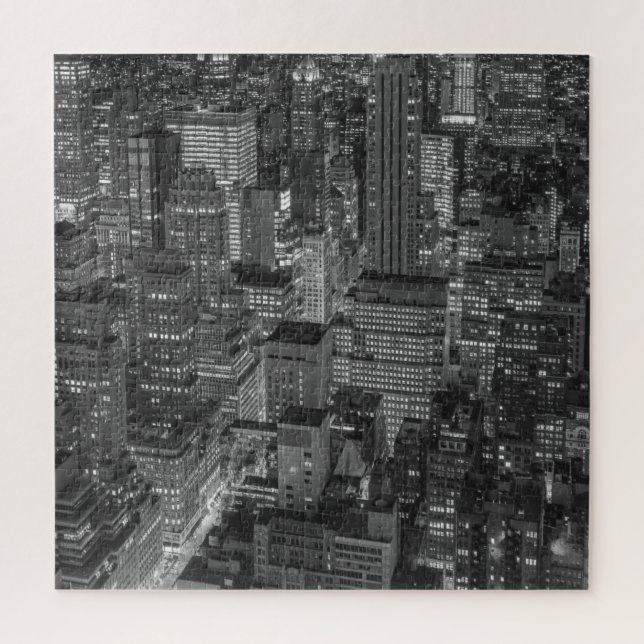 New York City Manhattan Skyscrappers Black White Jigsaw Puzzle (Vertical)