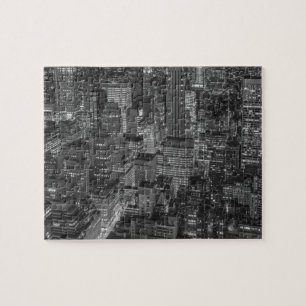 New York City Manhattan Skyscrappers Black White Jigsaw Puzzle