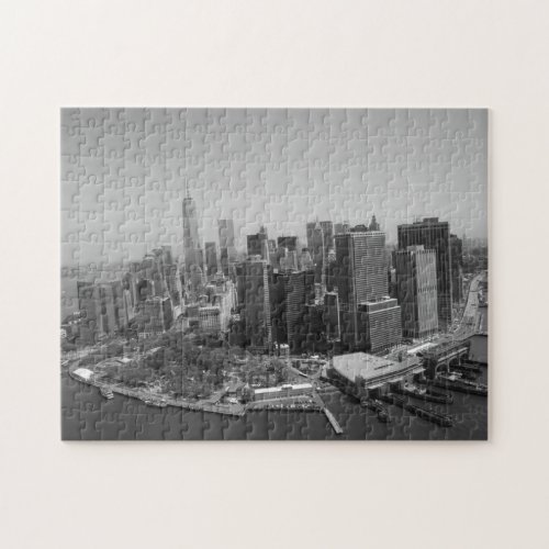 New York City Manhattan Skyscrappers Black White Jigsaw Puzzle