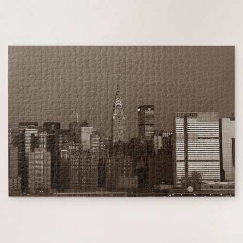 New York City Manhattan Skyscrappers Sepia Jigsaw Puzzle