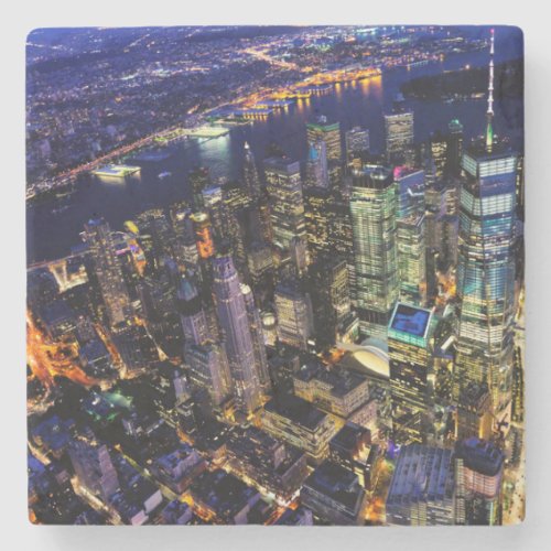 New York City Manhattan USA cityscape at night Stone Coaster