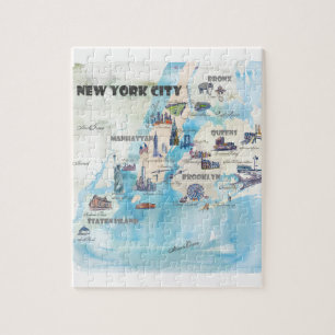 New York City Manhattan Vintage Travelposter Map Jigsaw Puzzle