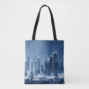 New-York City Manhattan Winter Night Skyline Tote Bag