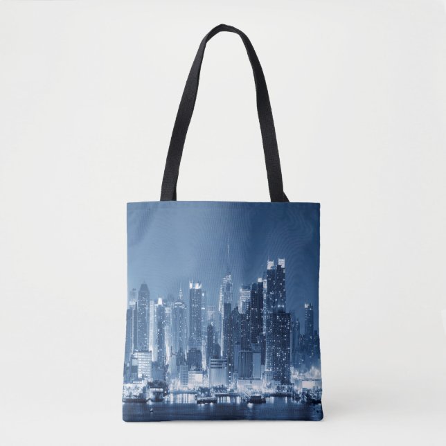 New-York City Manhattan Winter Night Skyline Tote Bag (Front)