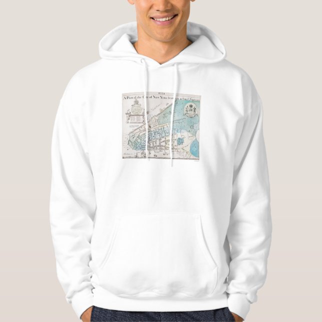 New York City Map, 1728 Hoodie (Front)