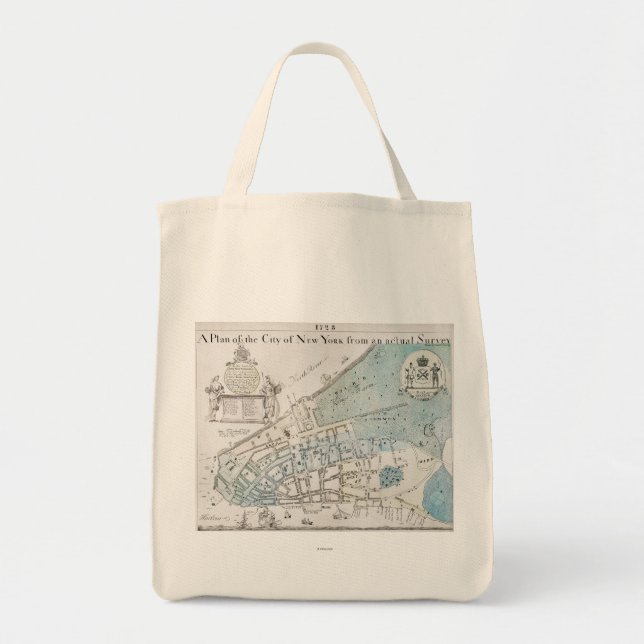 New York City Map, 1728 Tote Bag (Front)