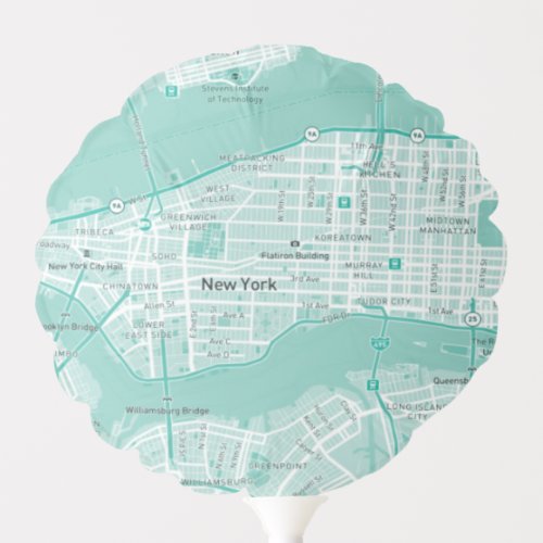 New York City Map Aqua Balloon