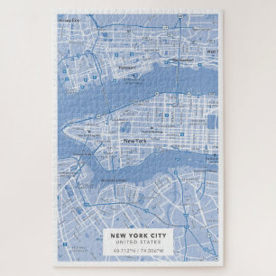 New York City Map (Blue) Jigsaw Puzzle