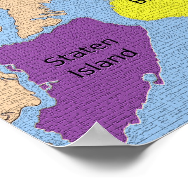 New York City Map Boroughs Labels  Poster