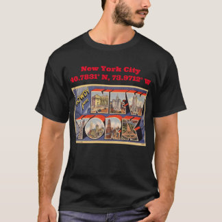 New York City Map Coordinates Vintage Style T-Shirt