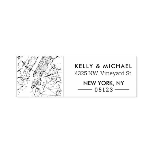 New York City Map  Custom Address Self_inking Stamp