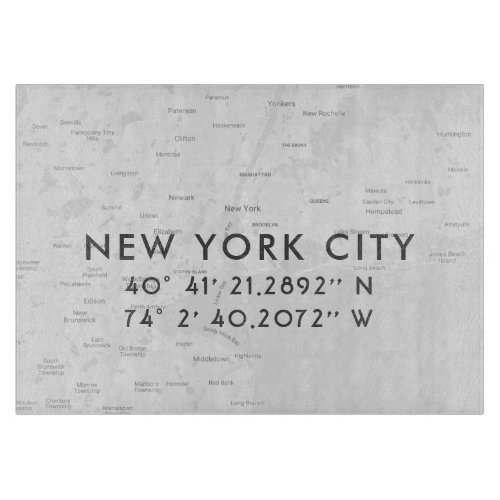 New York City Map Custom Coordinates Cutting Board