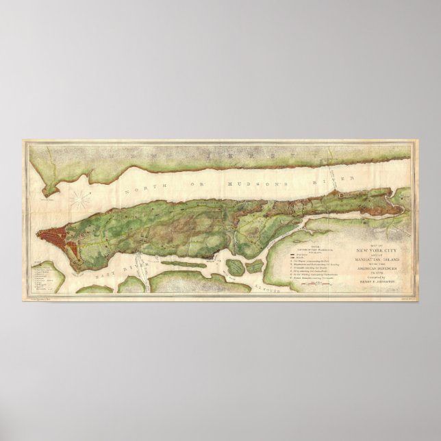 New York City Map During Revolutionary Map 1878 Poster (Front)