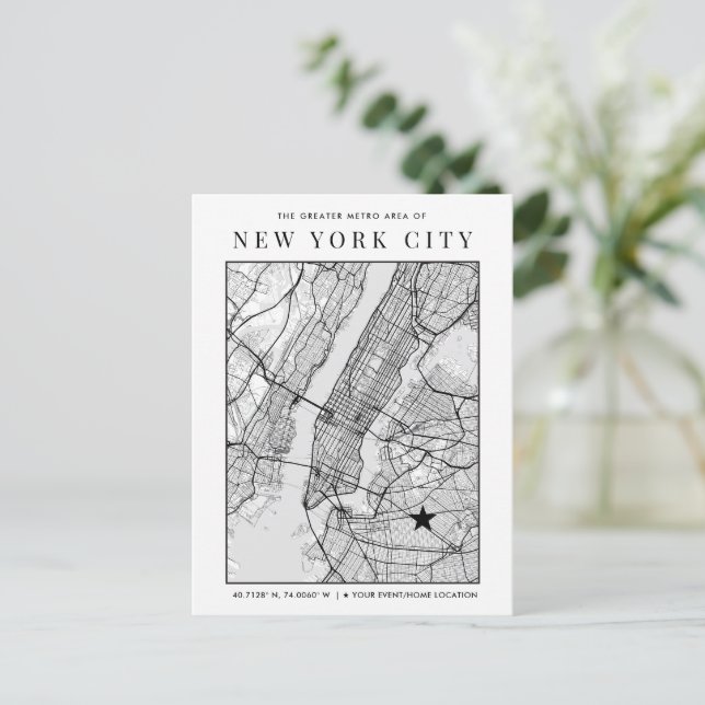 New York City Map + Mark A Location! Postcard (Standing Front)