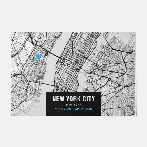 New York City Map  Mark Your Home Location Doormat