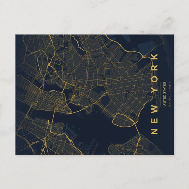 New York City Map Minimal Postcard (Front)
