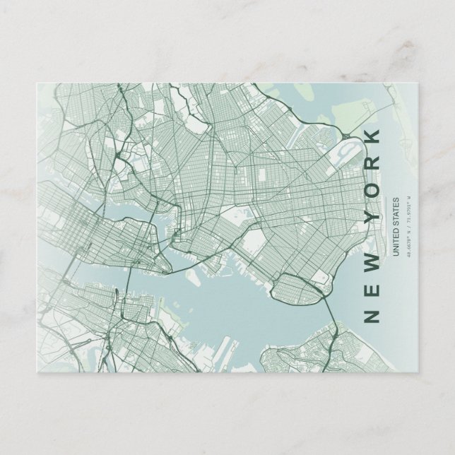 New York City Map Minimal Postcard (Front)