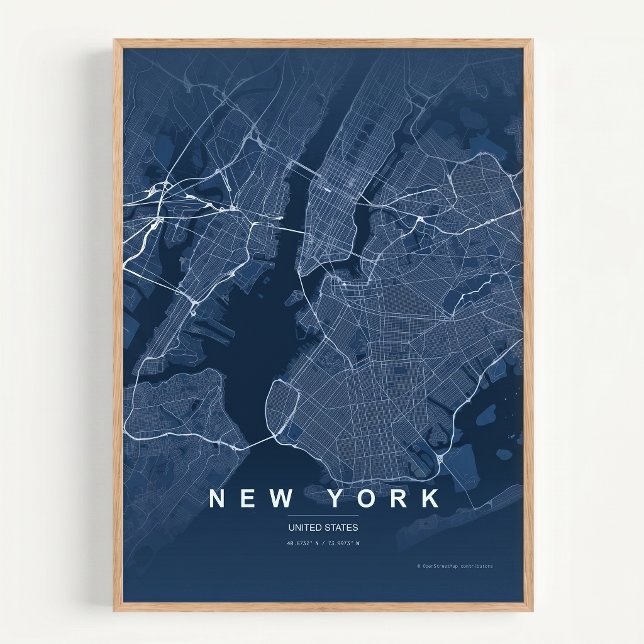 New York City Map NYC Blue Wall art Poster Gift (Creator Uploaded)