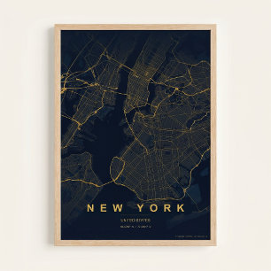 New York City Map NYC Street Wall art Poster Gift