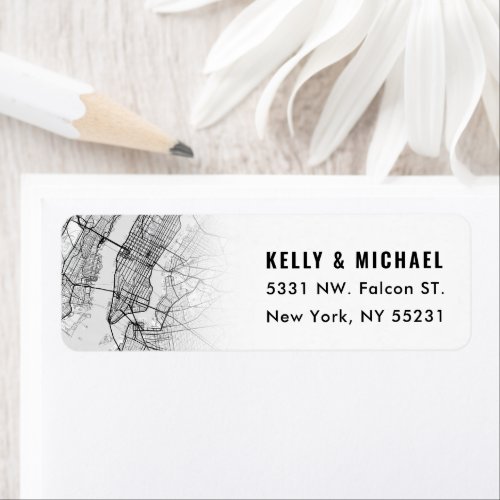 New York City Map Themed  Return Label