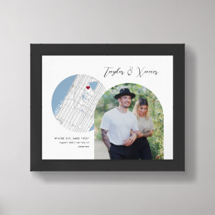 New York City Map Wedding Engagement Photo Gift Framed Art