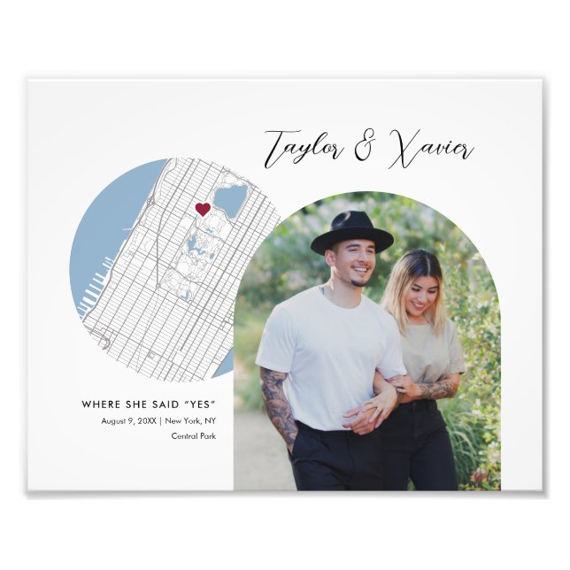 New York City Map Wedding Engagement Photo Gift Print (Front)