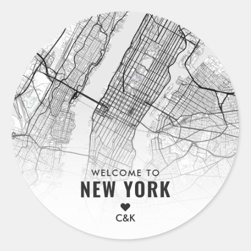 New York City Map  Wedding Welcome Classic Round Sticker