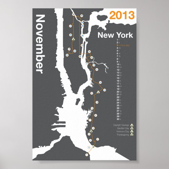 New York City Marathon Map Poster (Front)