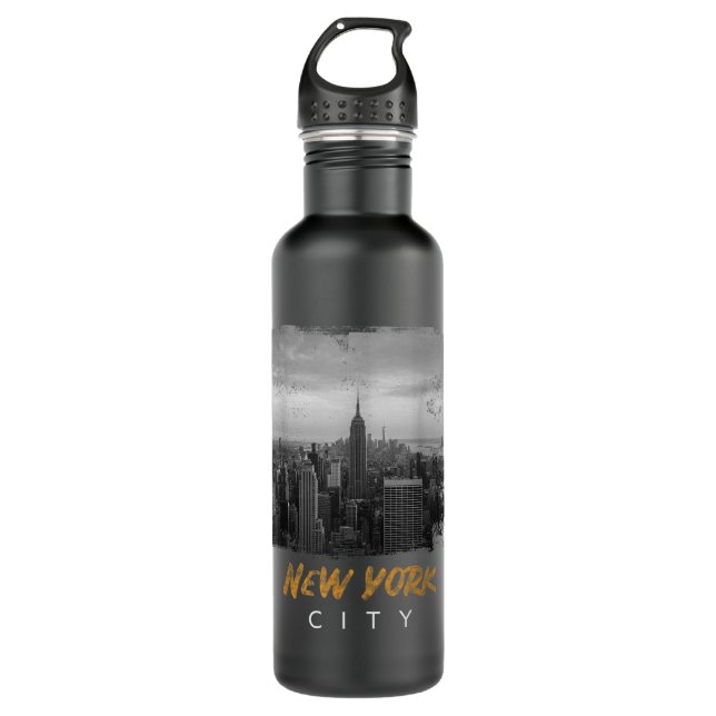 New York City Memento Gift Big Apple Empire State  Stainless Steel Water Bottle (Front)