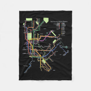 New York City Metro Map Art I Heart NY Souvenir Fleece Blanket