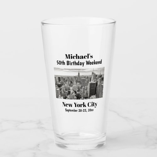 New York City Milestone Birthday Party Trip Pint Glass