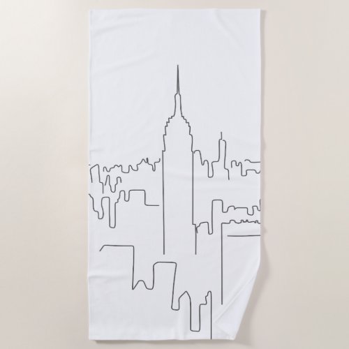New York City Minimal Line Beach Towel