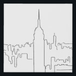 New York City Minimal Line Faux Canvas Print<br><div class="desc">Minimal Line Art - New York City - Black And White Sketch - Line Drawings.</div>