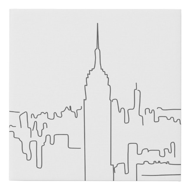 New York City Minimal Line Faux Canvas Print (Front)